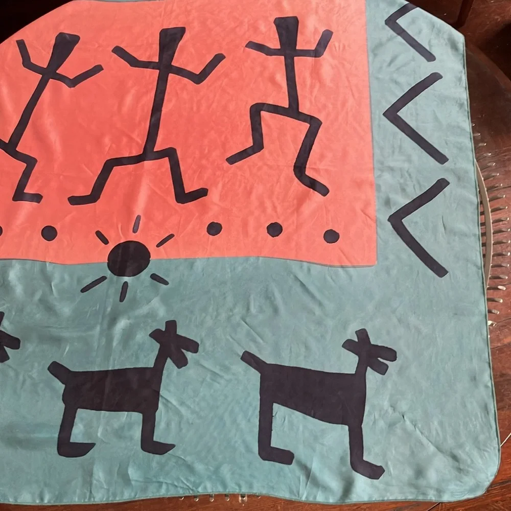 Vintage large square scarf graphic Southwestern vibes